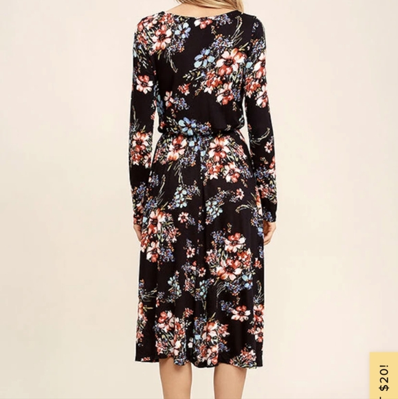 Lulu's floral print long sleeve midi dress - Picture 2 of 6